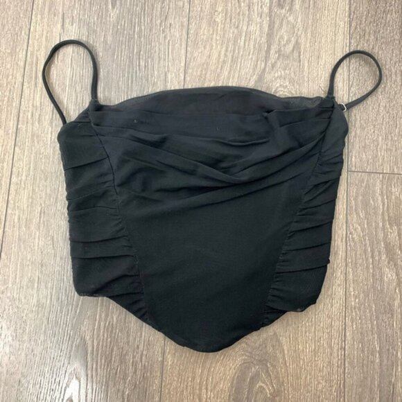 White Fox Boutique Corset Top Cropped Bustier Draped Black Size XS - Picture 8 of 16